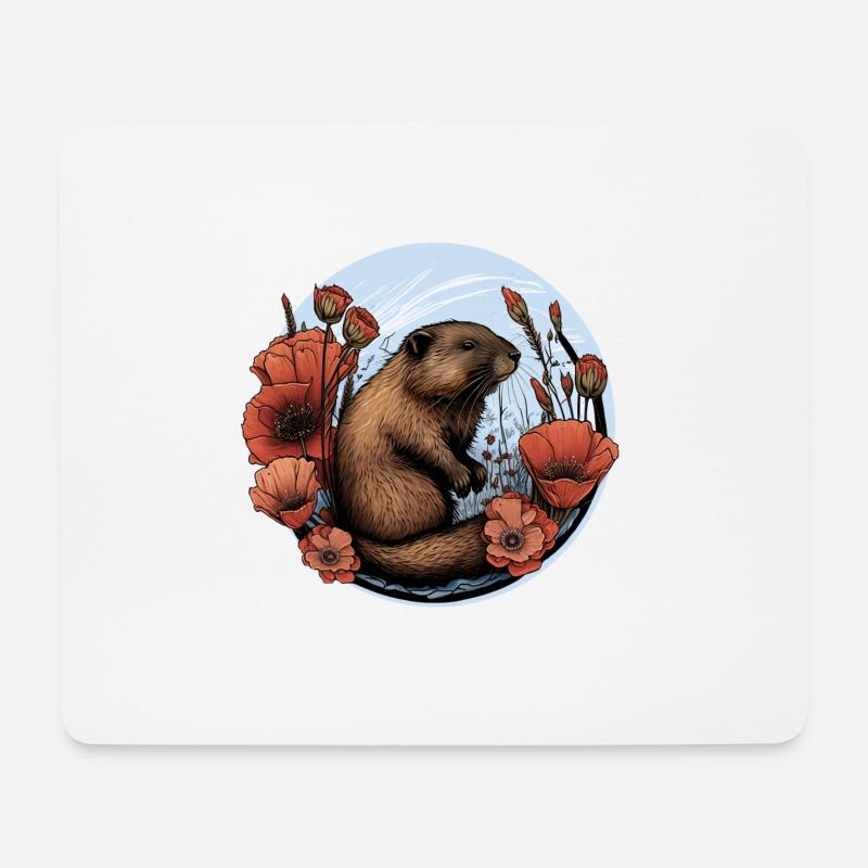 Biber Biberschutz - Mousepad (Querformat) - Weiß