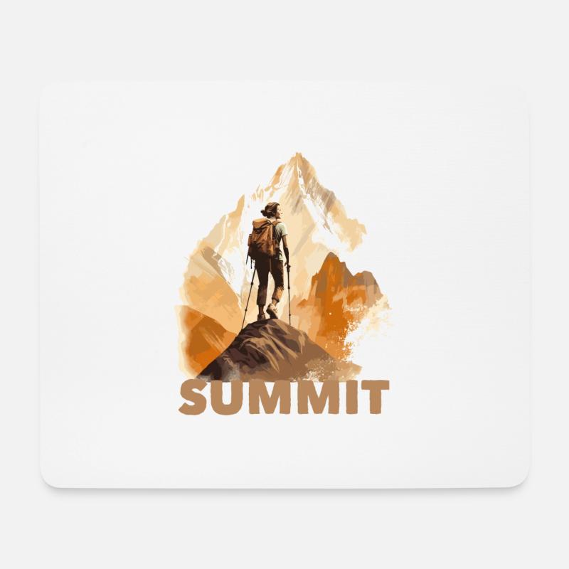 Wandern Frau Berge Summit - Mousepad (Querformat) - Weiß
