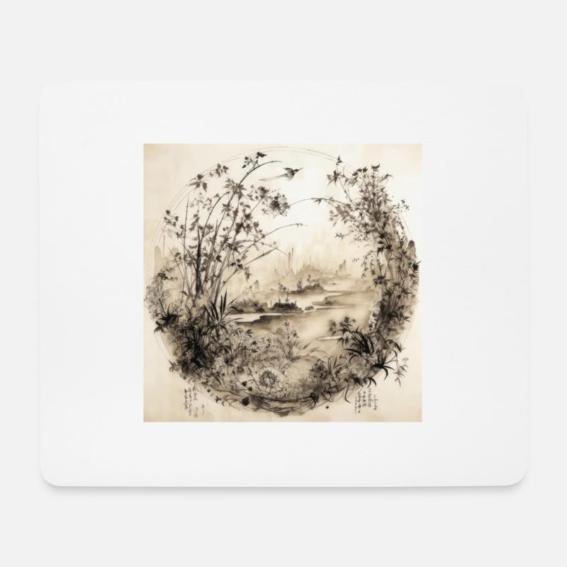 Aquarell Wald Illustration - Mousepad (Querformat) - Weiß