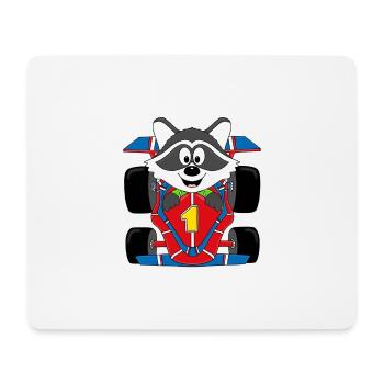 WASCHBÄR - RENNFAHRER - AUTO - RENNAUTO - TIER - Mousepad (Querformat) - Weiß - Vorne