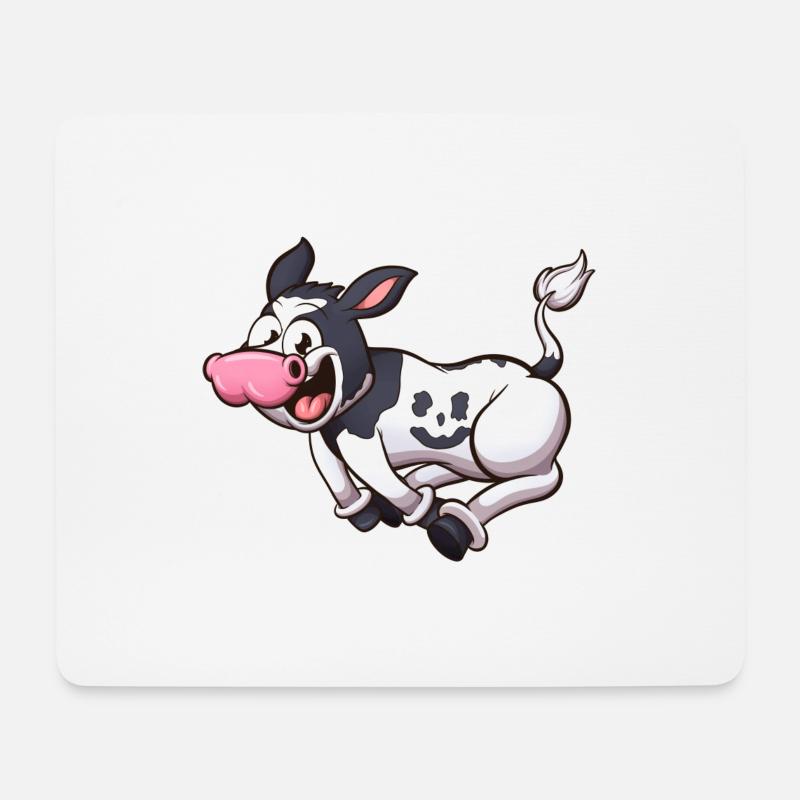 Laufendes süßes Cartoon-Kalb - Mousepad (Querformat) - Weiß
