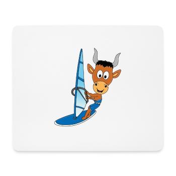 WINDSURFEN - SURFEN - STIER - BULLE - TIER - Mousepad (Querformat) - Weiß - Vorne