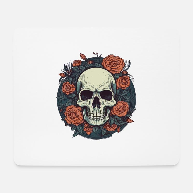 Skull and roses - Mouse Pad (horizontal) - white