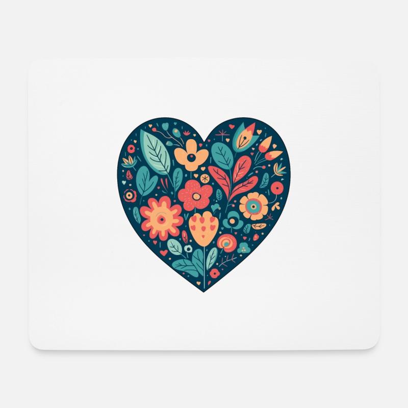 Blumiges Herz - Mousepad (Querformat) - Weiß