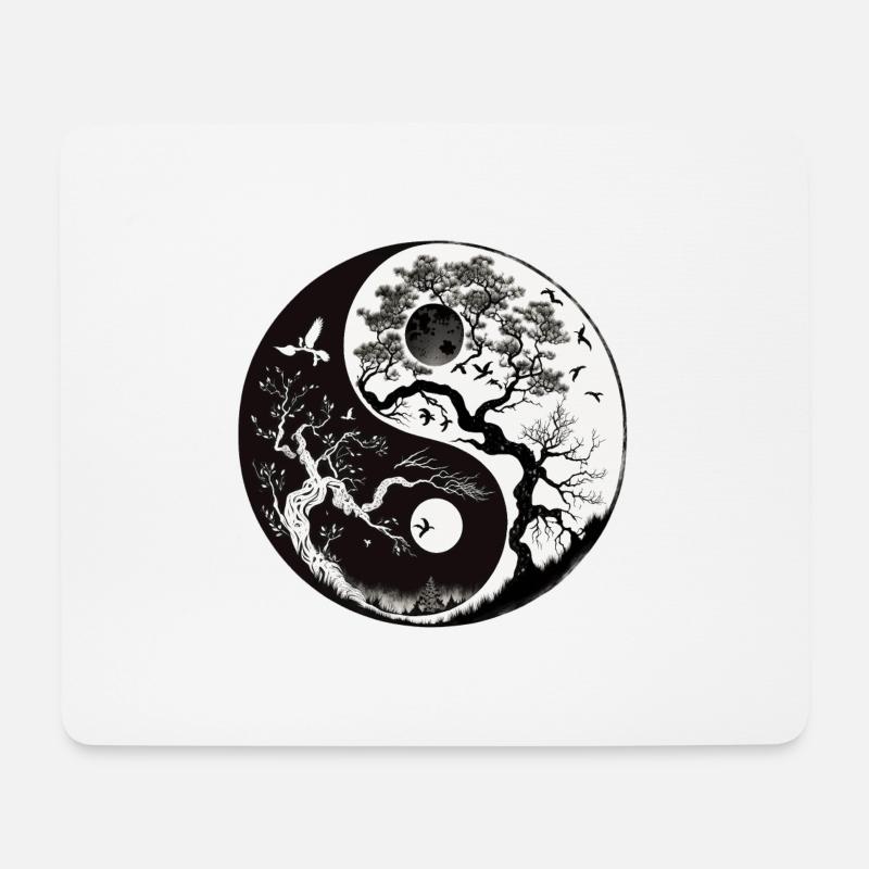 Yin und Yang und der Baum des Lebens - Mousepad (Querformat) - Weiß