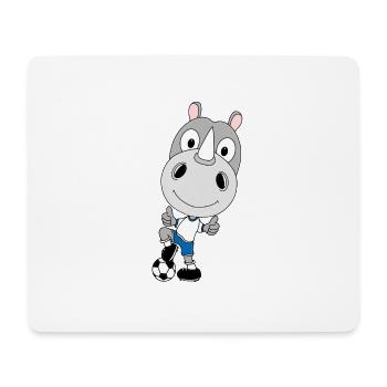 FUßBALL - SPORT - NASHORN - TIER - KIND - BABY - Mousepad (Querformat) - Weiß - Vorne