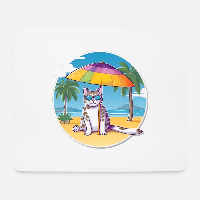 Strandkatze - Mousepad (Querformat) - Weiß