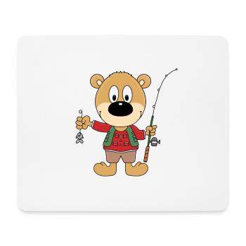 BÄR - TEDDY - ANGLER - ANGELN - FISCHER - TIER - Mousepad (Querformat) - Weiß - Vorne