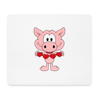 LIEBE - LOVE - TIER - VERLIEBT - SCHWEIN - HERZEN - Mousepad (Querformat) - Weiß - Vorne