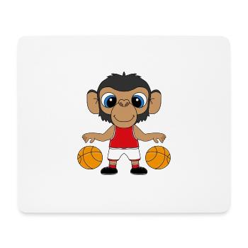 AFFE - BASKETBALL - SPORT - TIER - KIND - BABY - Mousepad (Querformat) - Weiß - Vorne