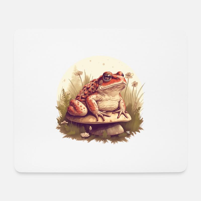 Kröte sitzt auf einem Pilz Natur Frosch Design - Mousepad (Querformat) - Weiß