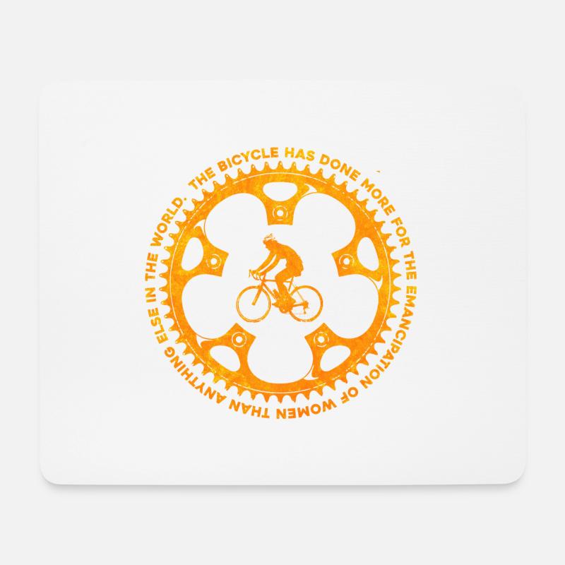 Fahrrad und Frau - Mousepad (Querformat) - Weiß