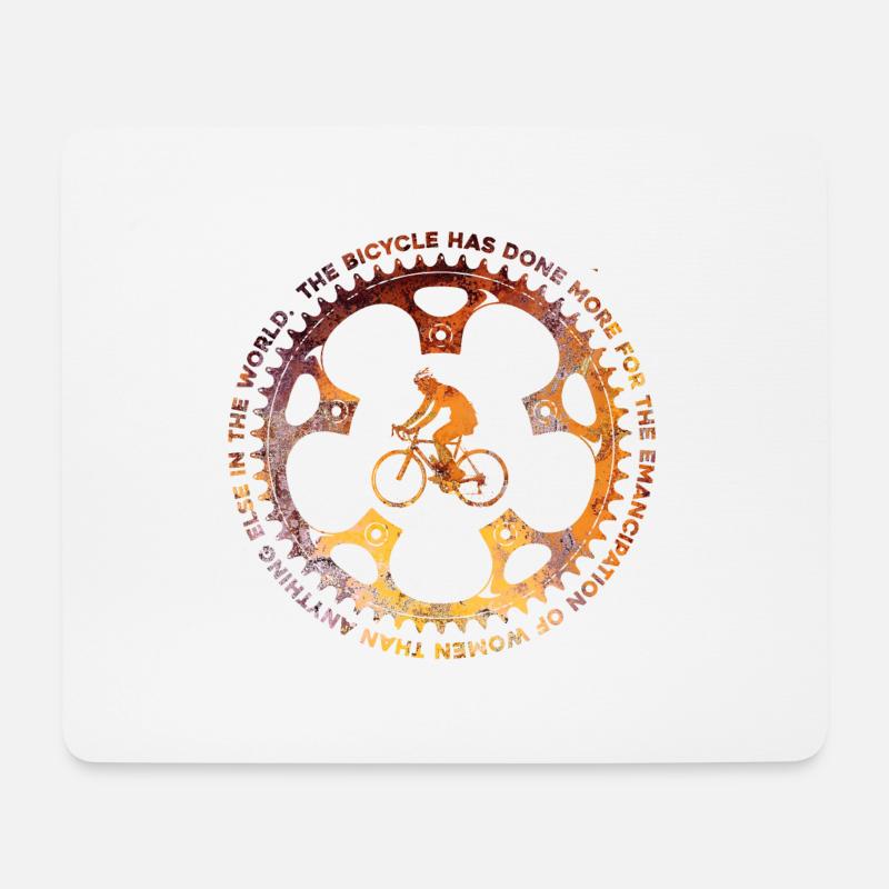 Fahrrad und Frau - Mousepad (Querformat) - Weiß