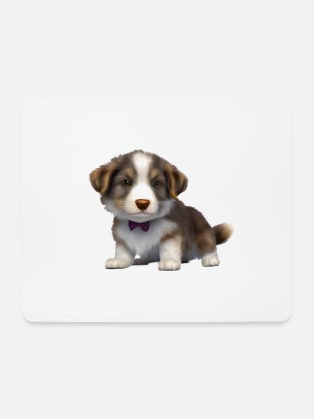 Hundewelpe Australischer Schäferhund Hundehalter - Mousepad (Querformat) - Weiß