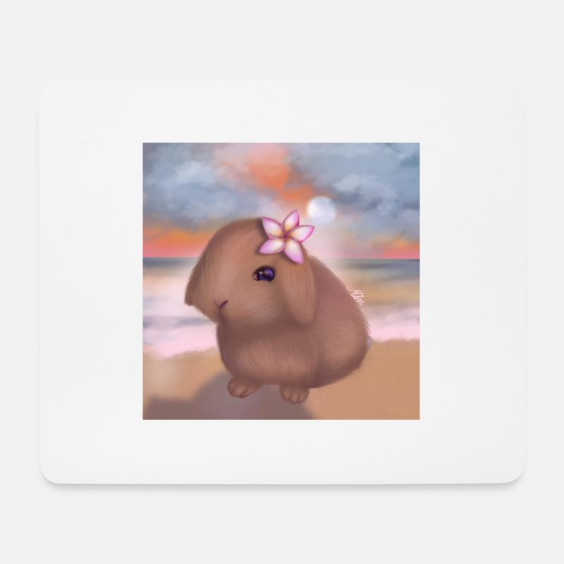 Hase am Strand - Mousepad (Querformat) - Weiß