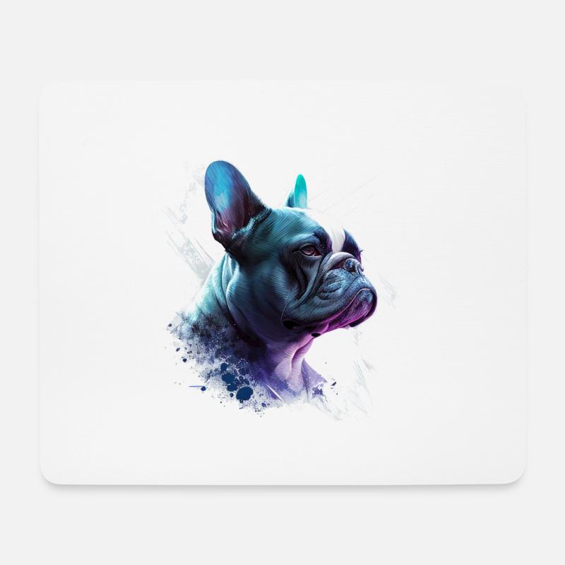 Frenchie Französische Bulldogge Abstrakte Malerei Farbe - Mousepad (Querformat) - Weiß