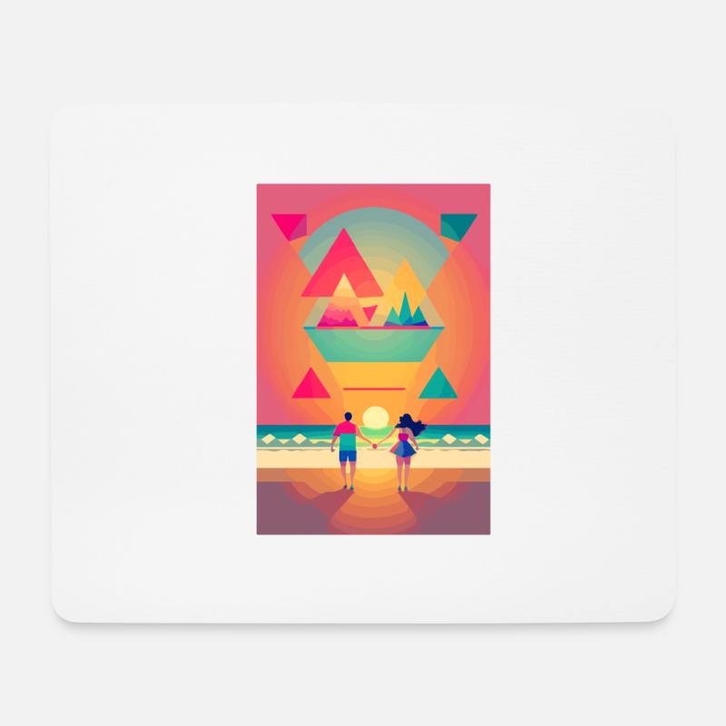Romantik bei Sonnenuntergang - Mousepad (Querformat) - Weiß