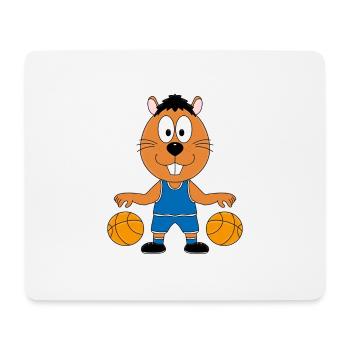 BASKETBALL - SPORT - BIBER - TIER - KIND - BABY - Mousepad (Querformat) - Weiß - Vorne