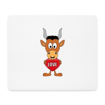 STIER - BULLE - HERZ - TIER - TIERISCH - VERLIEBT - Mousepad (Querformat) - Weiß - Vorne