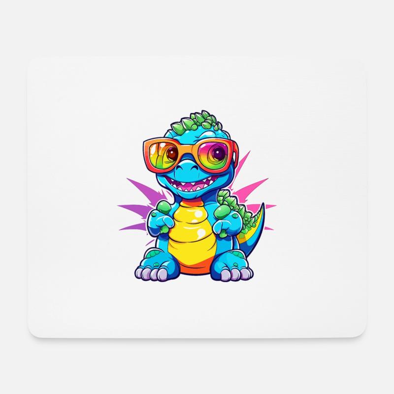 Cool kid Dino - Mousepad (Querformat) - Weiß