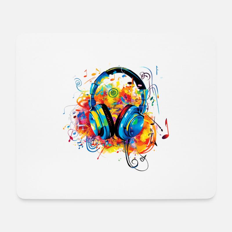 Farbenfroher Musikgenuss - Kopfhörer Design - Mousepad (Querformat) - Weiß
