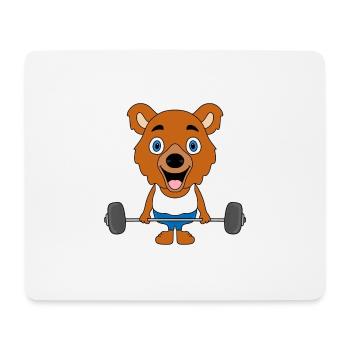 BODYBUILDING - FITNESS - TEDDY - BÄR - SPORT - Mousepad (Querformat) - Weiß - Vorne