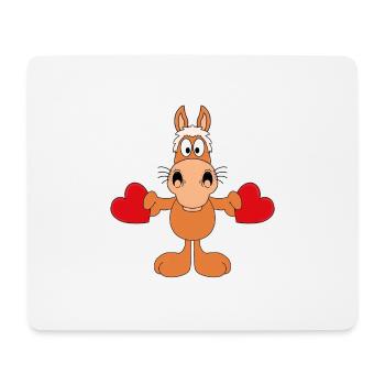 PFERD - PONY - HERZEN - LIEBE - LOVE - TIER - KIND - Mousepad (Querformat) - Weiß - Vorne