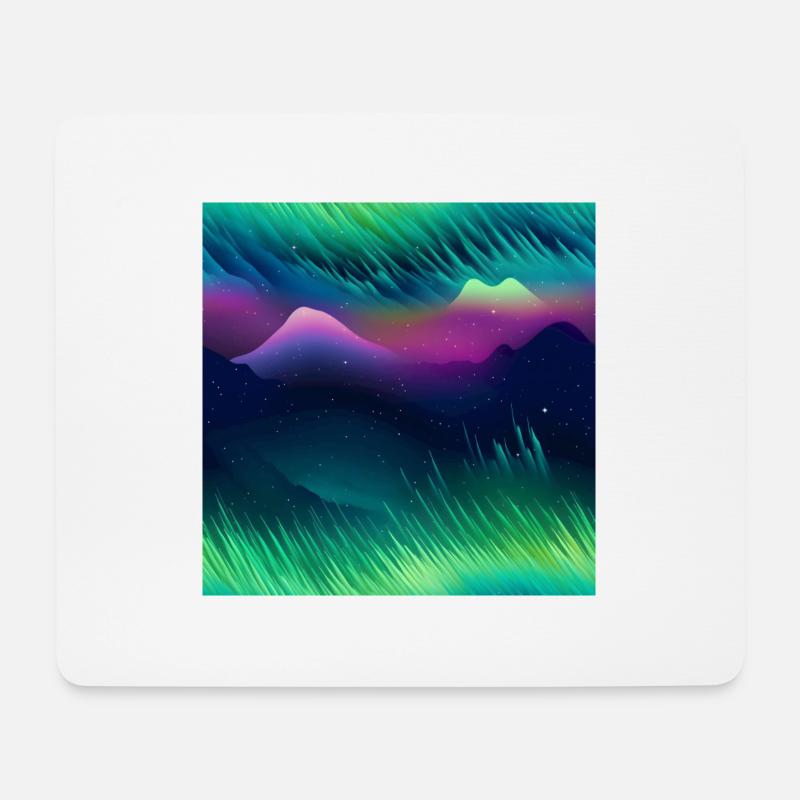 Northern Lights Glow: Polarlichter-Kollektion - Mousepad (Querformat) - Weiß