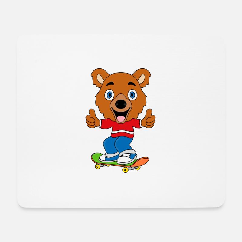SKATEN - SKATEBOARD - FUNSPORT - TEDDY - BÄR - Mousepad (Querformat) - Weiß