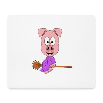 HEXE - SCHWEIN - HEXENBESEN - TIER - KIND - BABY - Mousepad (Querformat) - Weiß - Vorne