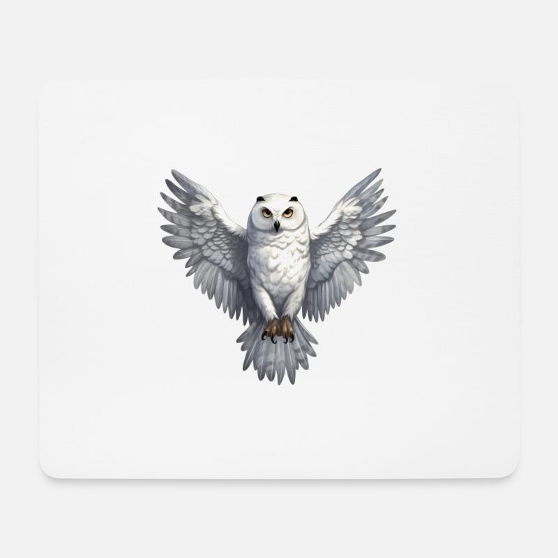 Schnee Eule - Mousepad (Querformat) - Weiß