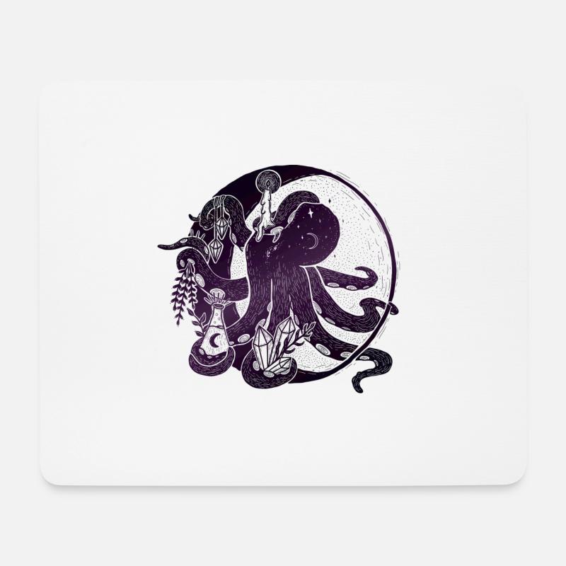 Witchy Octopus Illustration - Mousepad (Querformat) - Weiß