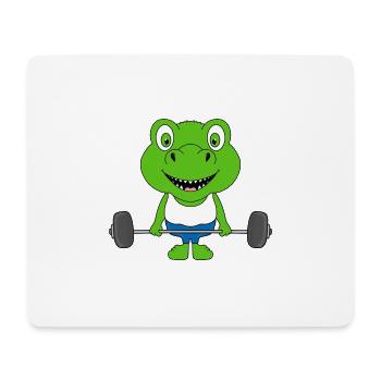 DINO - DINOSAURIER - FITNESS - BODYBUILDING - TIER - Mousepad (Querformat) - Weiß - Vorne
