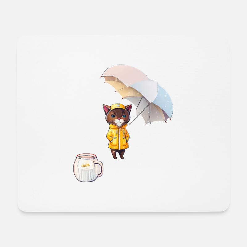 Lustige Katze und Kaffee - Mousepad (Querformat) - Weiß