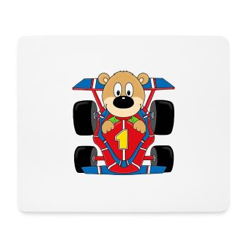 TEDDY - BÄR - RENNFAHRER - AUTO - MOTORSPORT - Mousepad (Querformat) - Weiß - Vorne