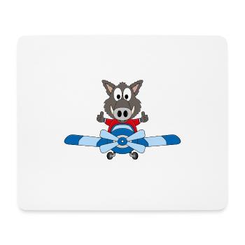 WILDSCHWEIN - PILOT - FLUGZEUG - FLIEGEN - TIER - Mousepad (Querformat) - Weiß - Vorne