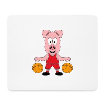 SPORT - BASKETBALL - SCHWEIN - TIER - BALLSPORT - Mousepad (Querformat) - Weiß - Vorne