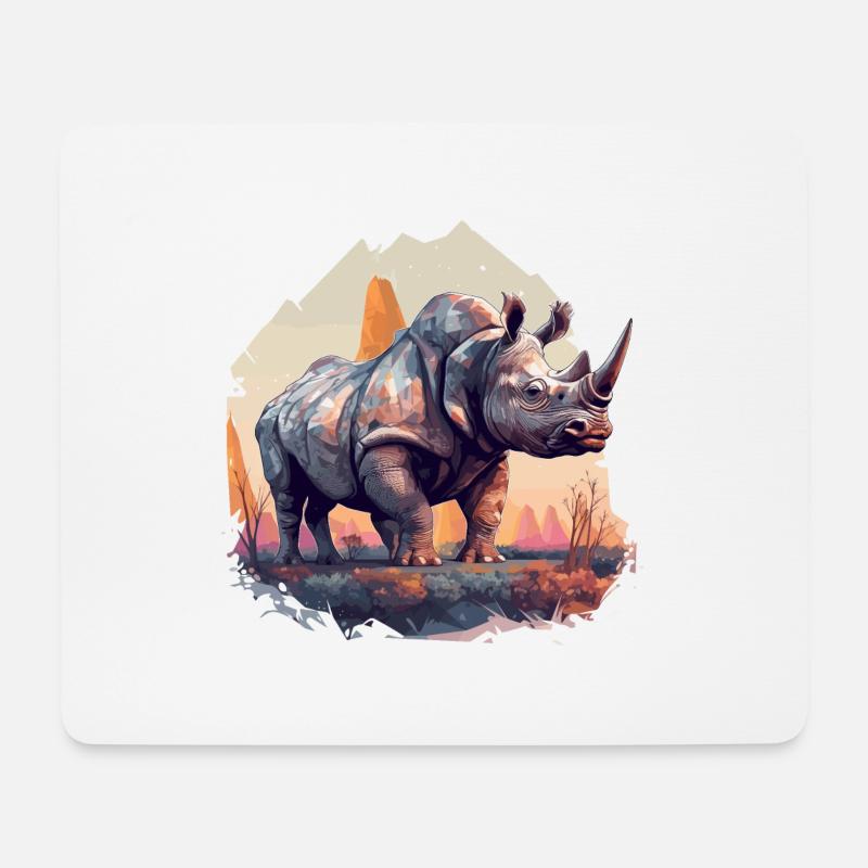 Rhino Rhinozeros - Mousepad (Querformat) - Weiß
