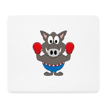 BOXER - SPORT - WILDSCHWEIN - TIER - TIERISCH - Mousepad (Querformat) - Weiß - Vorne
