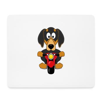 DACKEL - DACHSHUND - TECKEL - HUND - MOTORRAD - Mousepad (Querformat) - Weiß - Vorne
