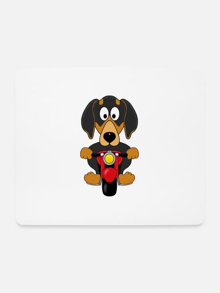 DACKEL - DACHSHUND - TECKEL - HUND - MOTORRAD - Mousepad (Querformat) - Weiß