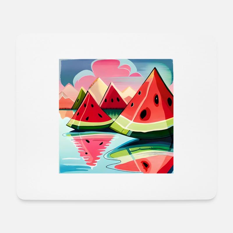 Melon Watermelon Mountain Wassermelone Berge - Mousepad (Querformat) - Weiß