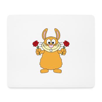 ROSEN - BLUMEN - HASE - TIER - LIEBE - LOVE - Mousepad (Querformat) - Weiß - Vorne
