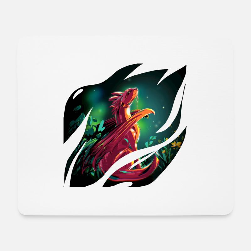 Fantasy Dragon - Mousepad (Querformat) - Weiß