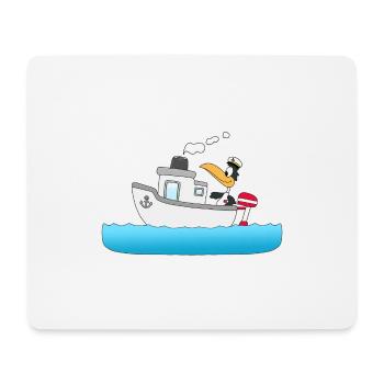 KAPITÄN - BOOT - SCHIFF - PINGUIN - MEER - Mousepad (Querformat) - Weiß - Vorne