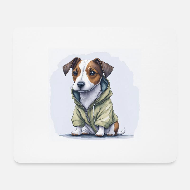 Jack Russel Terrier im Hoodie. - Mousepad (Querformat) - Weiß