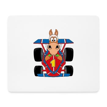 RENNWAGEN - AUTO - PFERD - PONY - AUTORENNEN - Mousepad (Querformat) - Weiß - Vorne