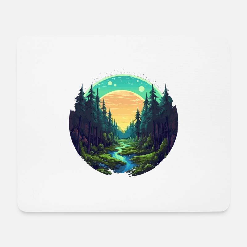 Surreal forest scenery at night - Mouse Pad (horizontal) - white
