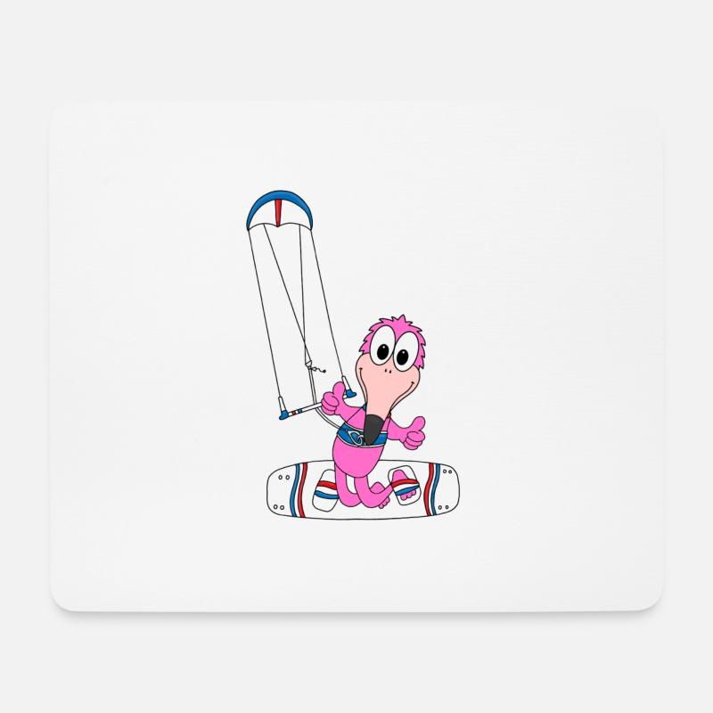 KITER - FLAMINGO - KITESURFER - KITESURFEN - KITEN - Mousepad (Querformat) - Weiß