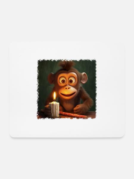 Kleiner Affe - Mousepad (Querformat) - Weiß